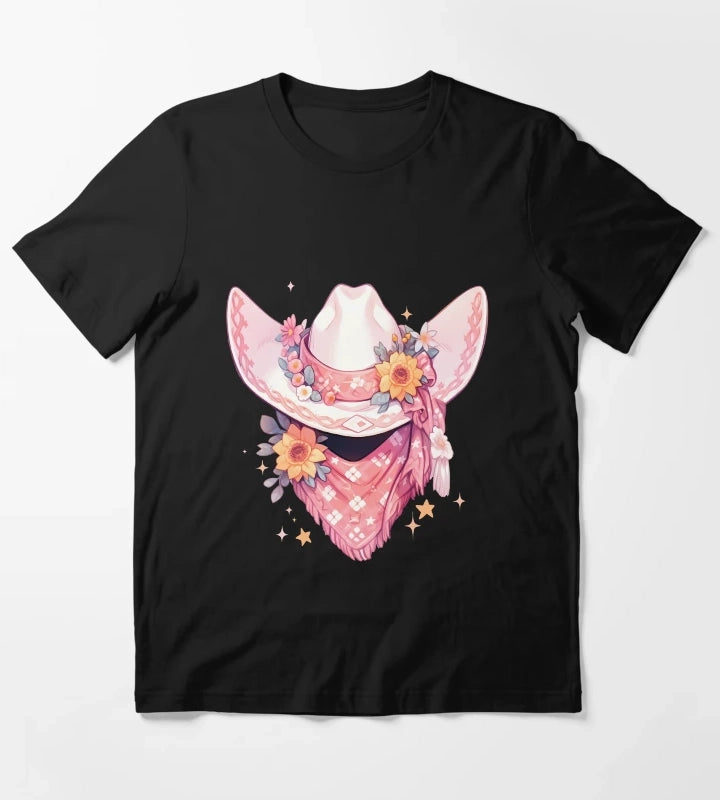 Cute Kawaii Hot Pink Cowgirl Hat and Bandana T-Shirt