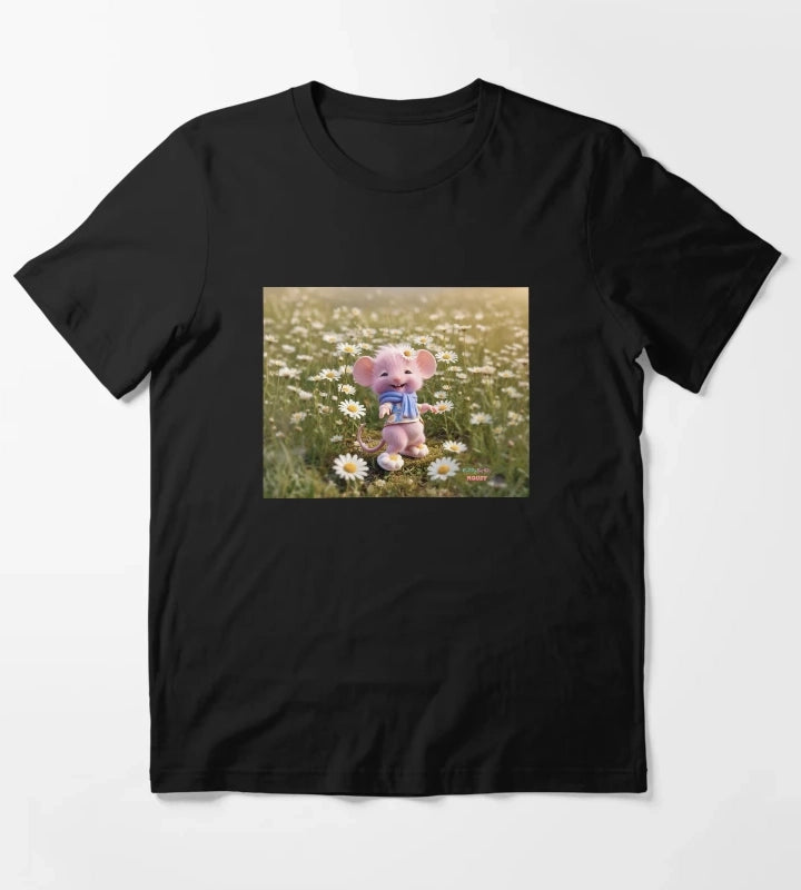 Cute Pink Mouse in Daisy Flower Field T-Shirt