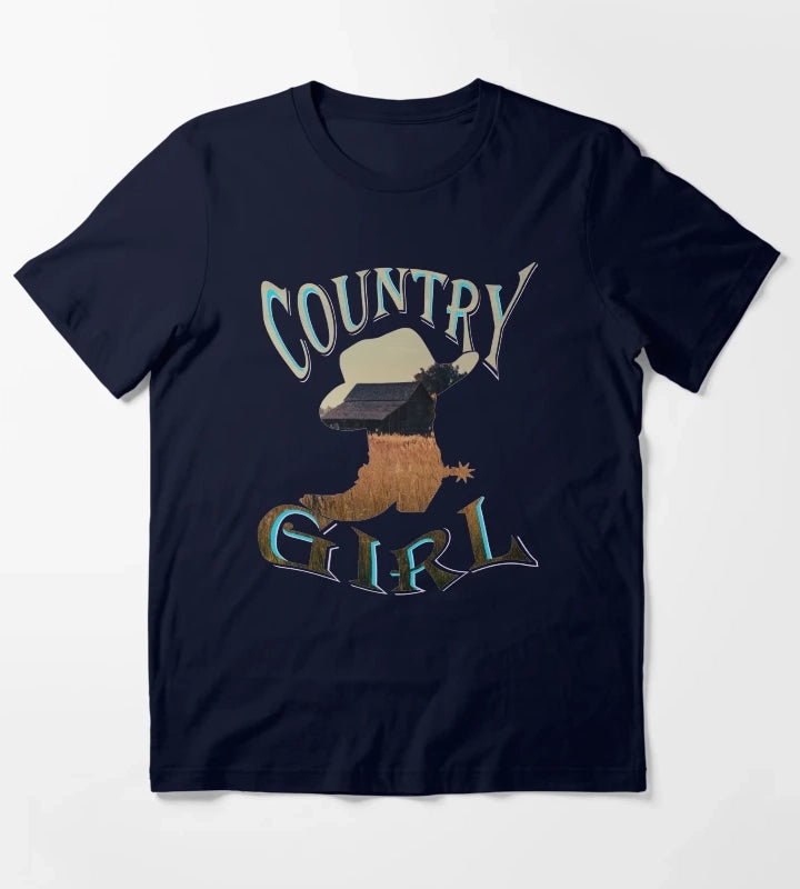 Cute country girl vintage barn design T-Shirt Navy