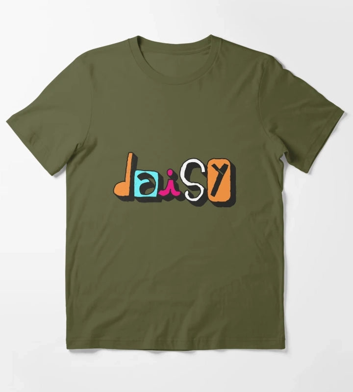 DAISY Custom Text Birthday Name T-Shirt Olive Green