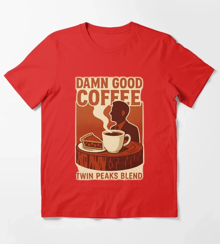 DAMN GOOD COFFEE Agent Cooper Tribute T-Shirt Red