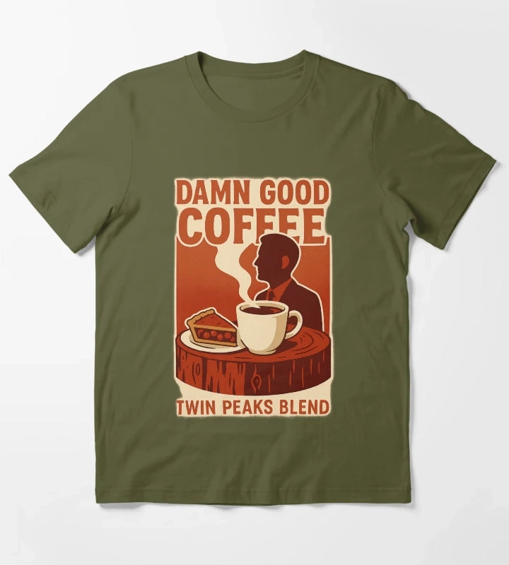 DAMN GOOD COFFEE Agent Cooper Tribute T-Shirt Olive Green