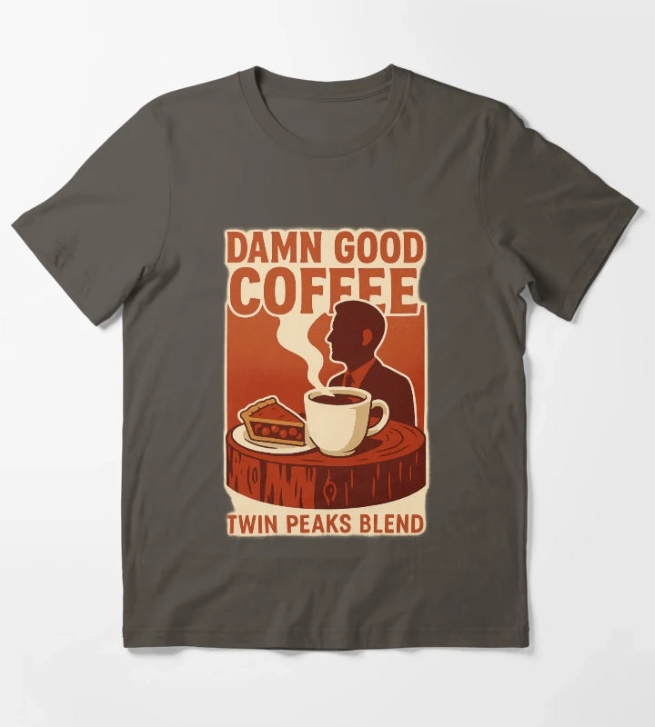 DAMN GOOD COFFEE Agent Cooper Tribute T-Shirt Dark Grey