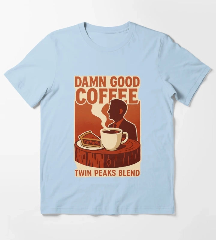 DAMN GOOD COFFEE Agent Cooper Tribute T-Shirt Sky Blue