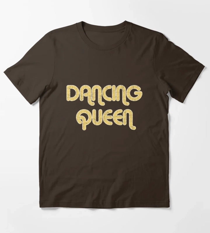 DANCING QUEEN Vintage Large Print 1970s T-Shirt Brown