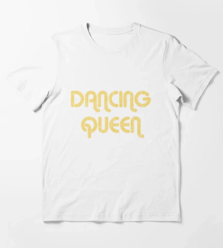 DANCING QUEEN Vintage Large Print 1970s T-Shirt White