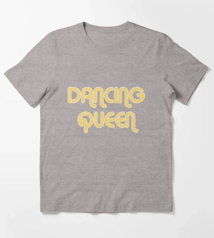 DANCING QUEEN Vintage Large Print 1970s T-Shirt Heather Grey