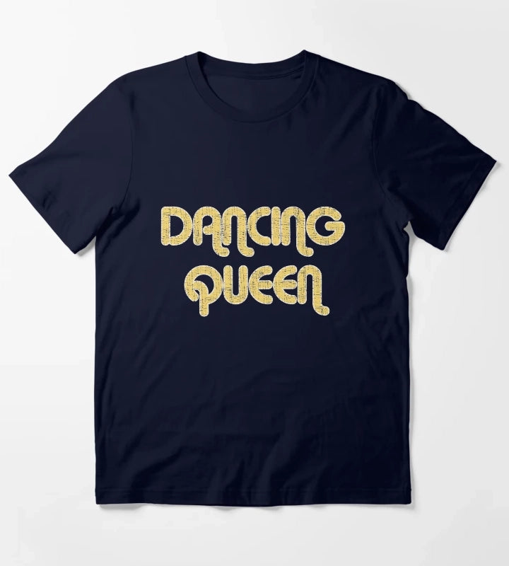 DANCING QUEEN Vintage Large Print 1970s T-Shirt Navy