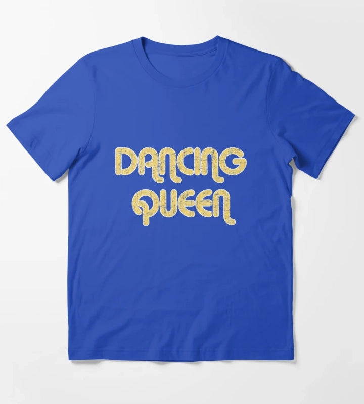 DANCING QUEEN Vintage Large Print 1970s T-Shirt Blue