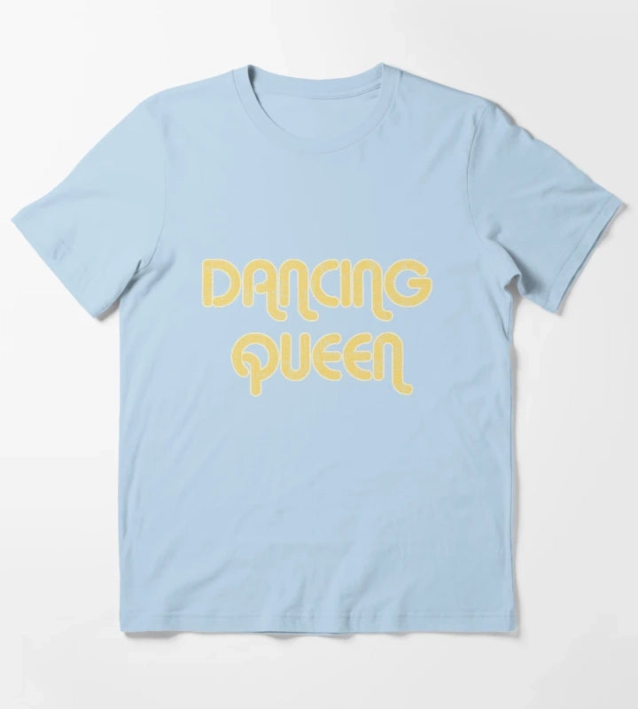 DANCING QUEEN Vintage Large Print 1970s T-Shirt Sky Blue