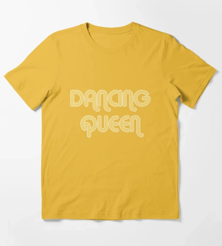 DANCING QUEEN Vintage Large Print 1970s T-Shirt Yellow