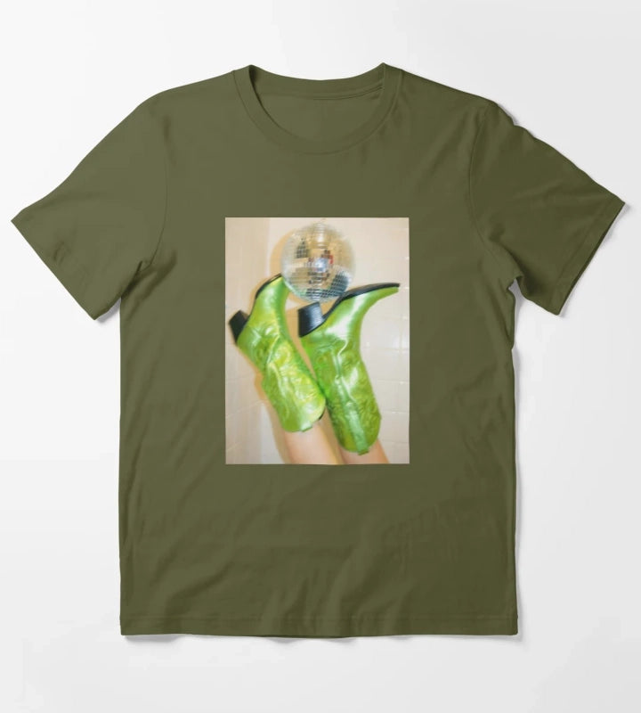 DISCO COWBOY BOOTS T-Shirt Olive Green