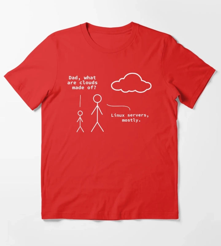 Dad What Are Clouds Made Of Funny Linux Programmer T-Shirt Red