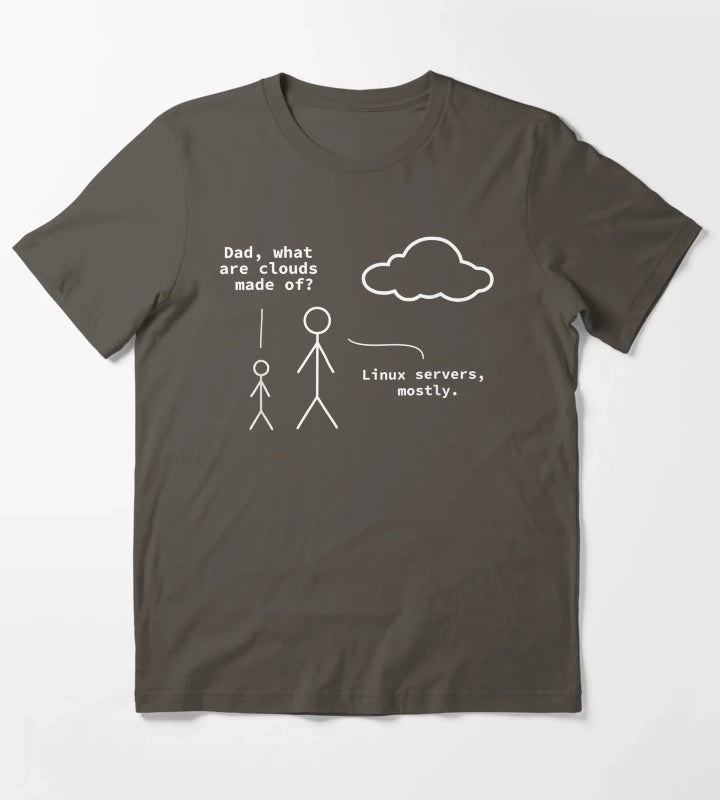 Dad What Are Clouds Made Of Funny Linux Programmer T-Shirt Dark Grey