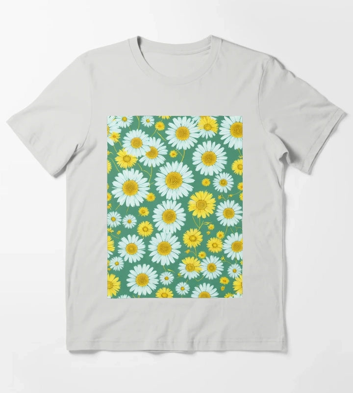 Daisies Yellow and Green Daisies T-Shirt Light Grey