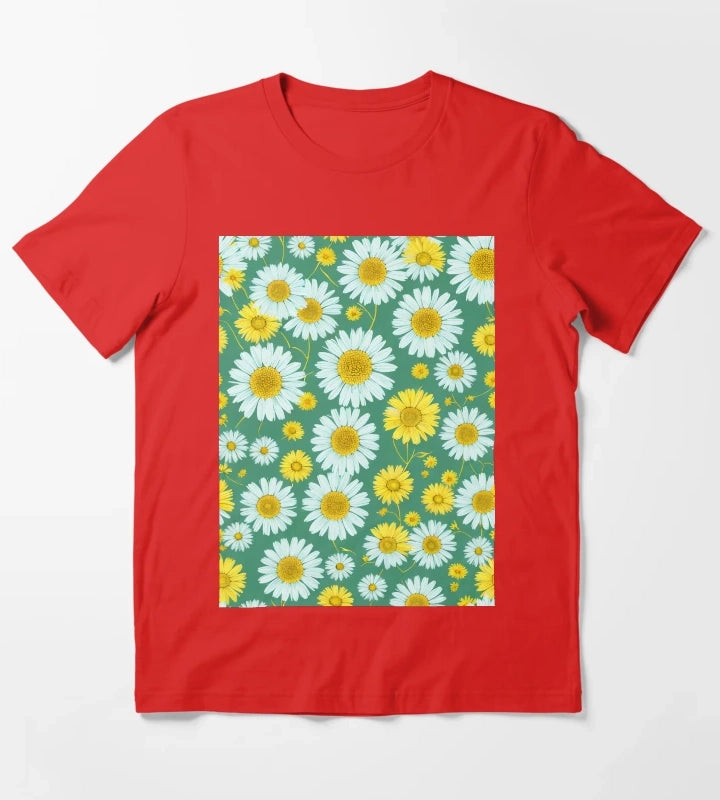 Daisies Yellow and Green Daisies T-Shirt Red