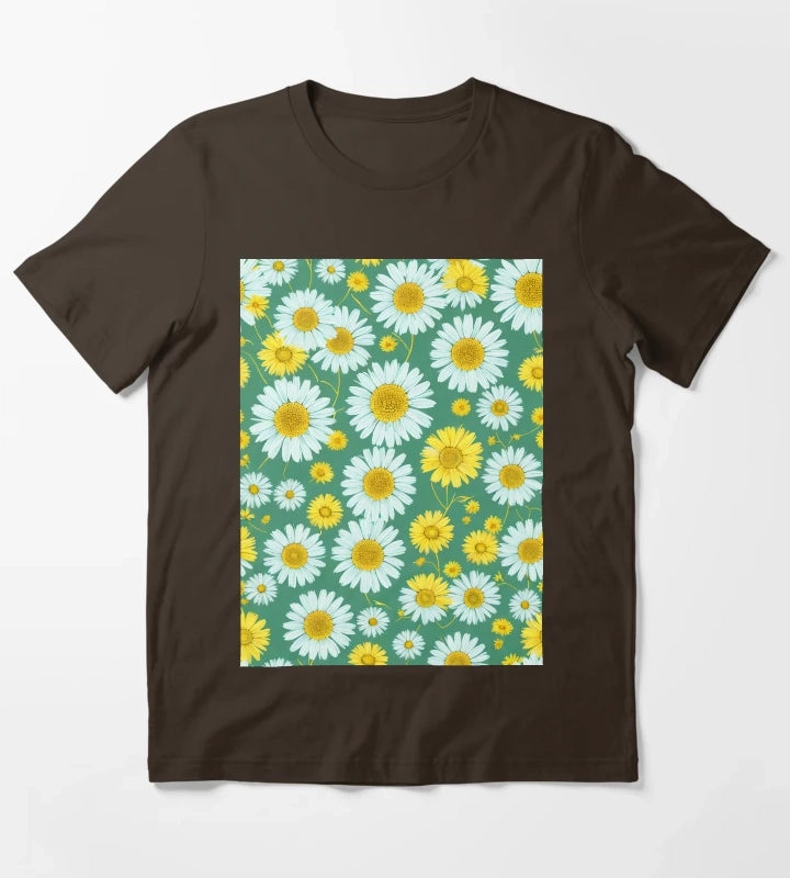 Daisies Yellow and Green Daisies T-Shirt Brown