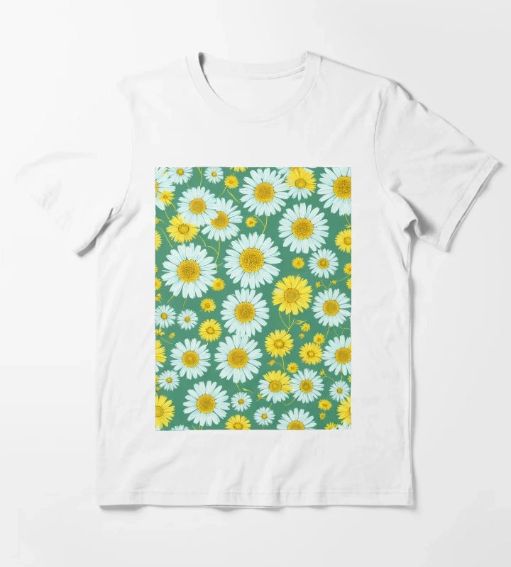 Daisies Yellow and Green Daisies T-Shirt White