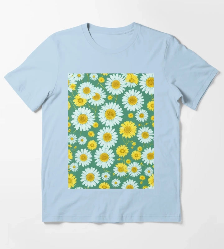 Daisies Yellow and Green Daisies T-Shirt Sky Blue