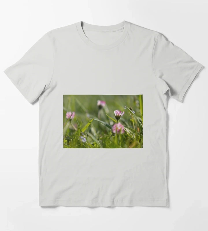 Daisies and Raindrops T-Shirt Light Grey
