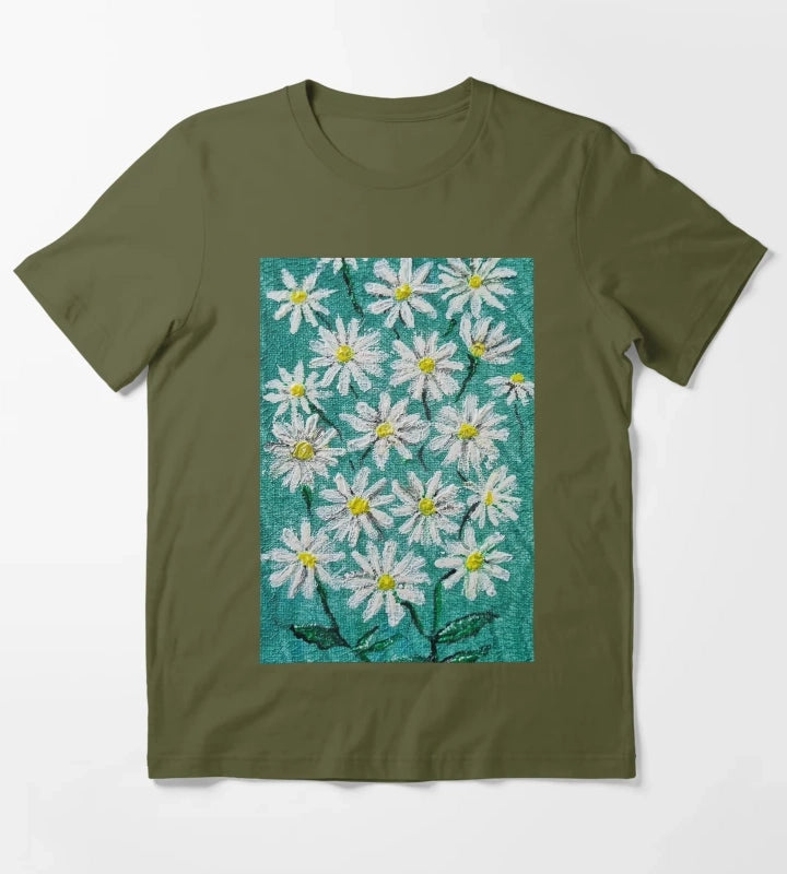 Daisies by Kzacreative T-Shirt Olive Green