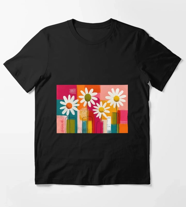 Daisies in Geometric Bloom Cheerful Floral Beauty in Bold Contemporary Color T-Shirt