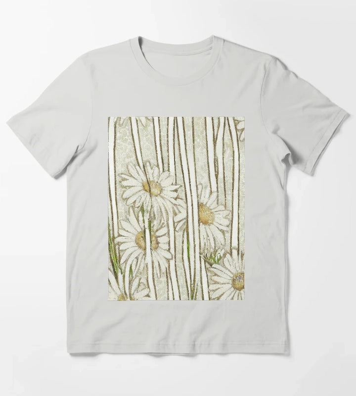 Daisies in tall Grass T-Shirt Light Grey