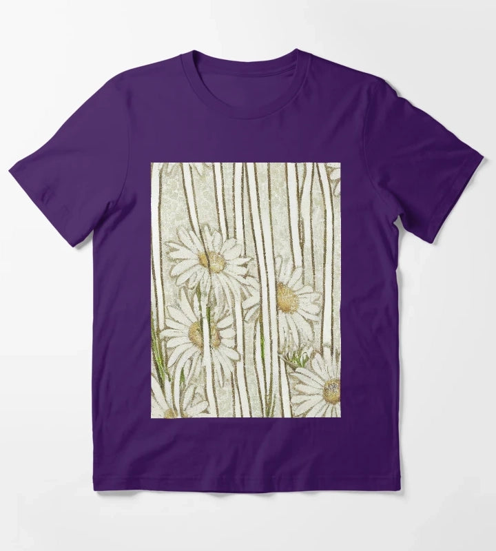 Daisies in tall Grass T-Shirt Purple