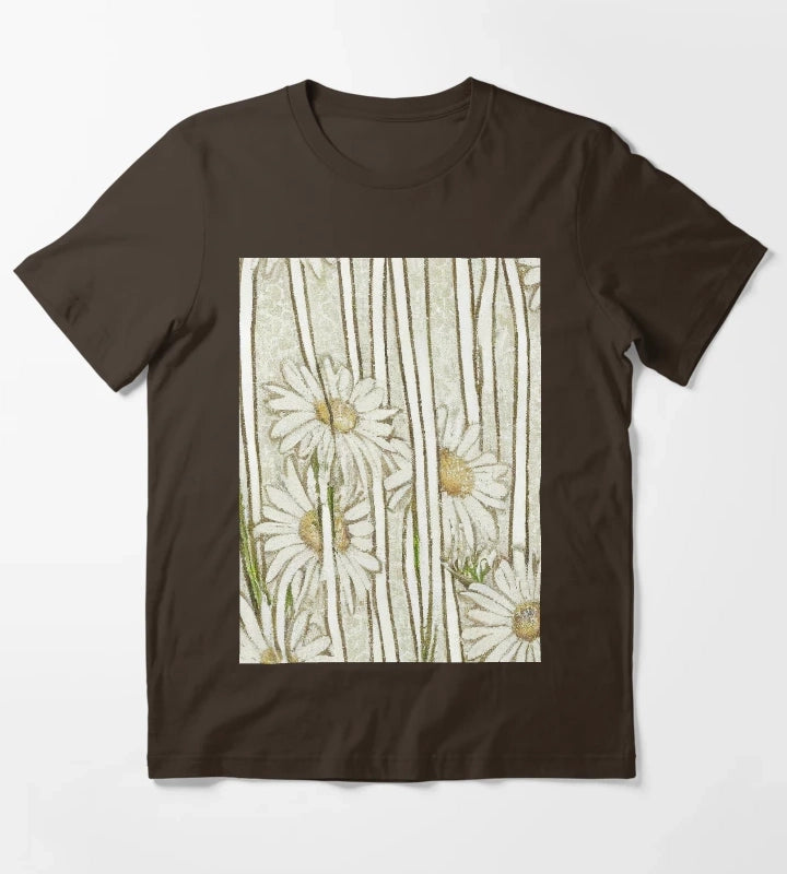 Daisies in tall Grass T-Shirt Brown