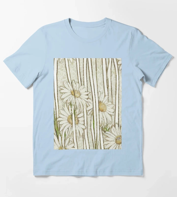 Daisies in tall Grass T-Shirt Sky Blue