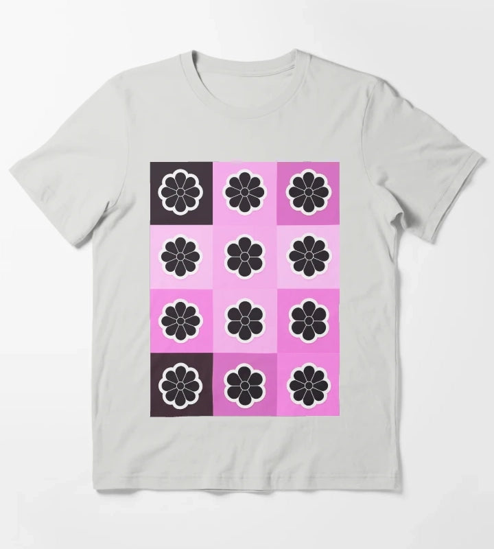 Daisies on pink T-Shirt Light Grey