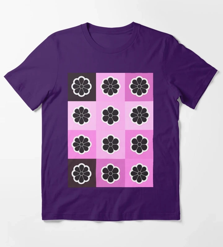 Daisies on pink T-Shirt Purple