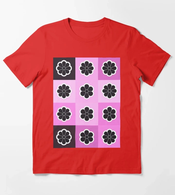 Daisies on pink T-Shirt Red