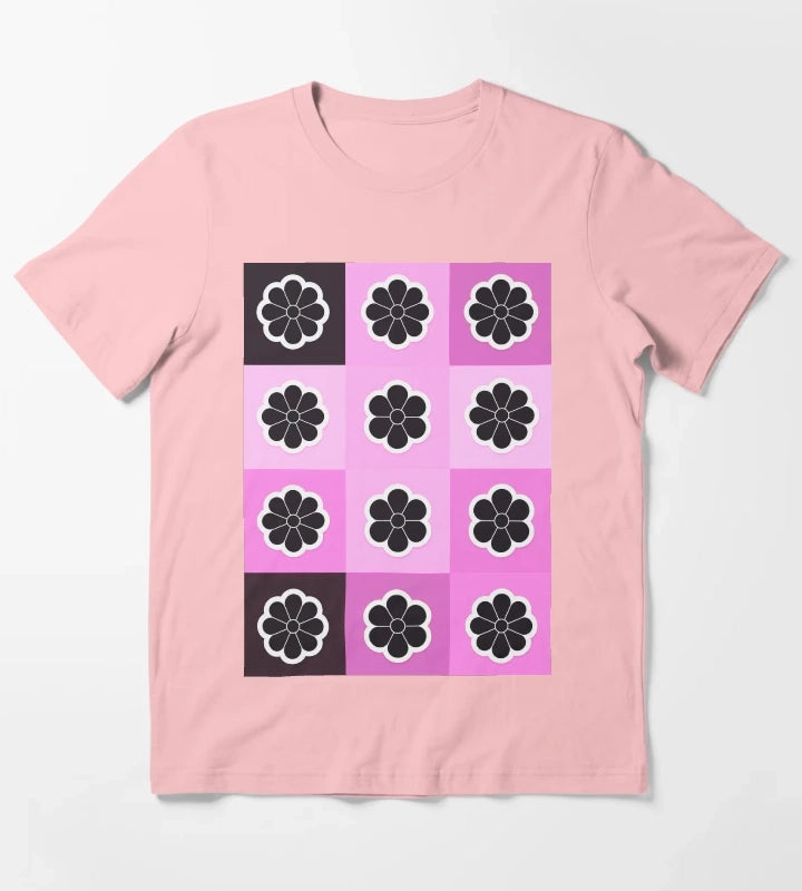 Daisies on pink T-Shirt Dark Grey
