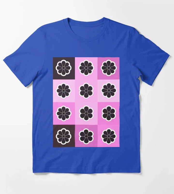 Daisies on pink T-Shirt Blue