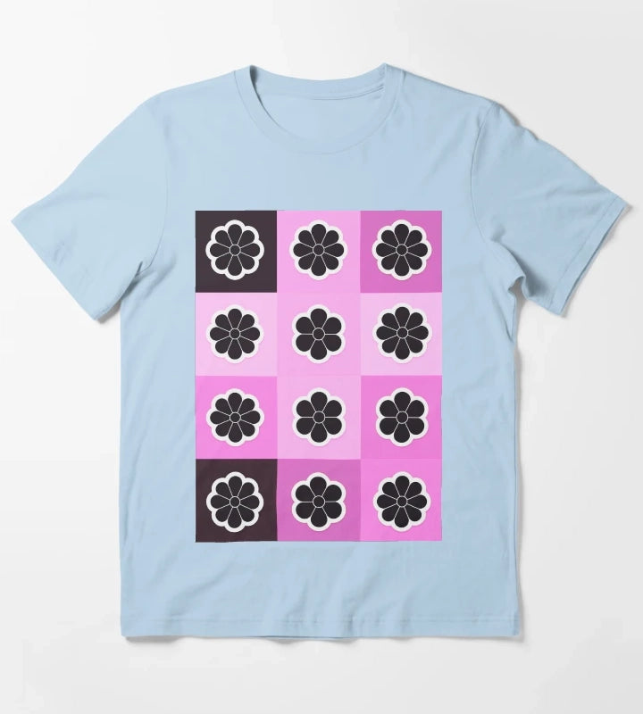 Daisies on pink T-Shirt Sky Blue