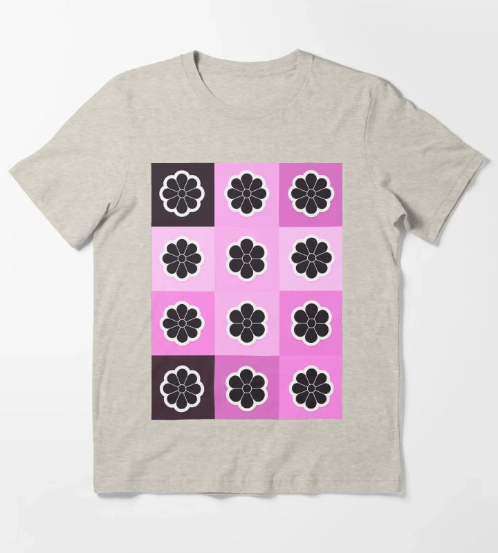 Daisies on pink T-Shirt Cream