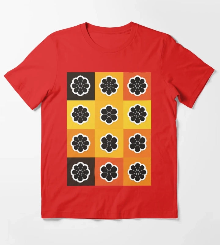 Daisies on yellow T-Shirt Red