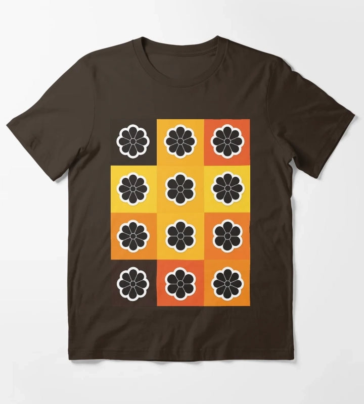 Daisies on yellow T-Shirt Brown