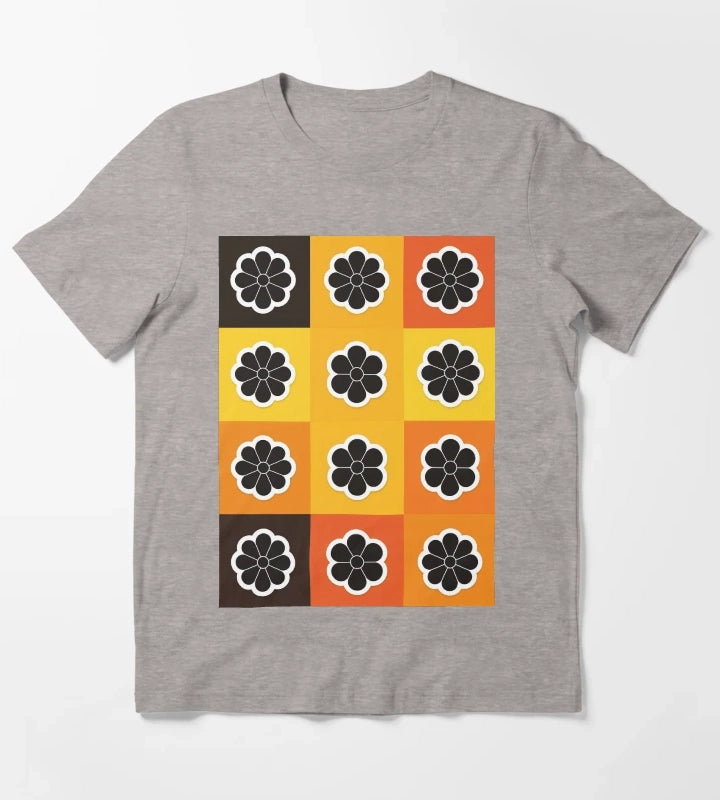 Daisies on yellow T-Shirt Heather Grey