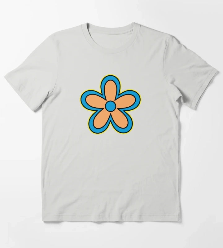 Daisy Age Cartoon Flower T-Shirt Light Grey