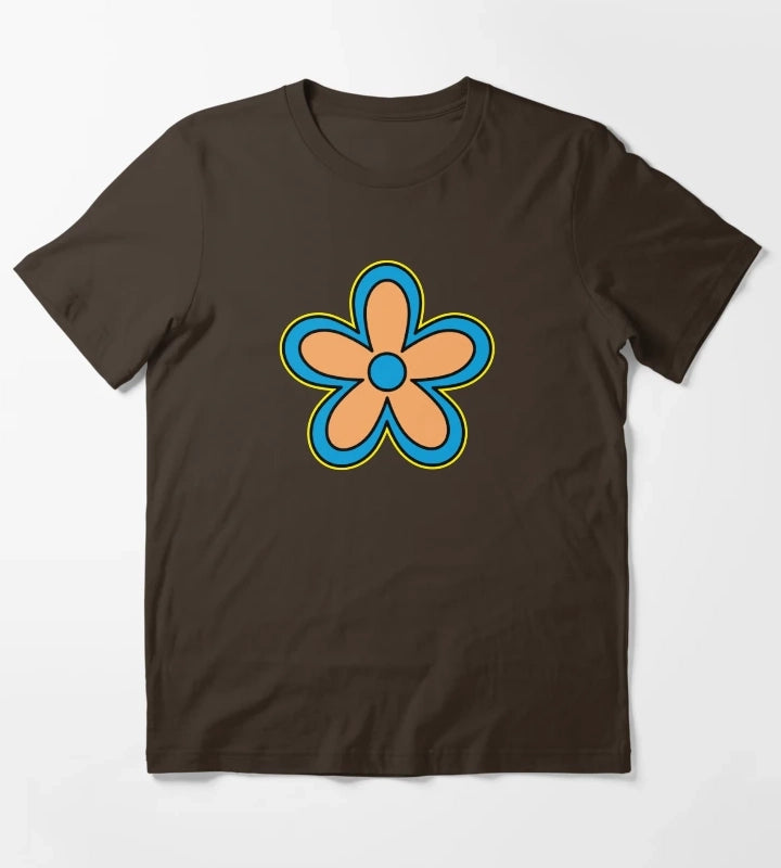 Daisy Age Cartoon Flower T-Shirt Brown