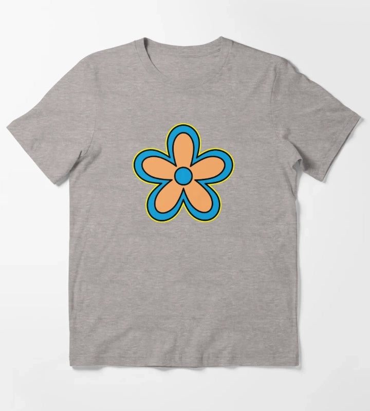 Daisy Age Cartoon Flower T-Shirt Heather Grey
