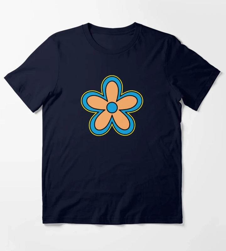 Daisy Age Cartoon Flower T-Shirt Navy
