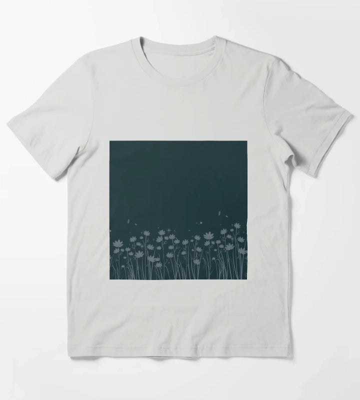 Daisy Blue Pattern T-Shirt Light Grey