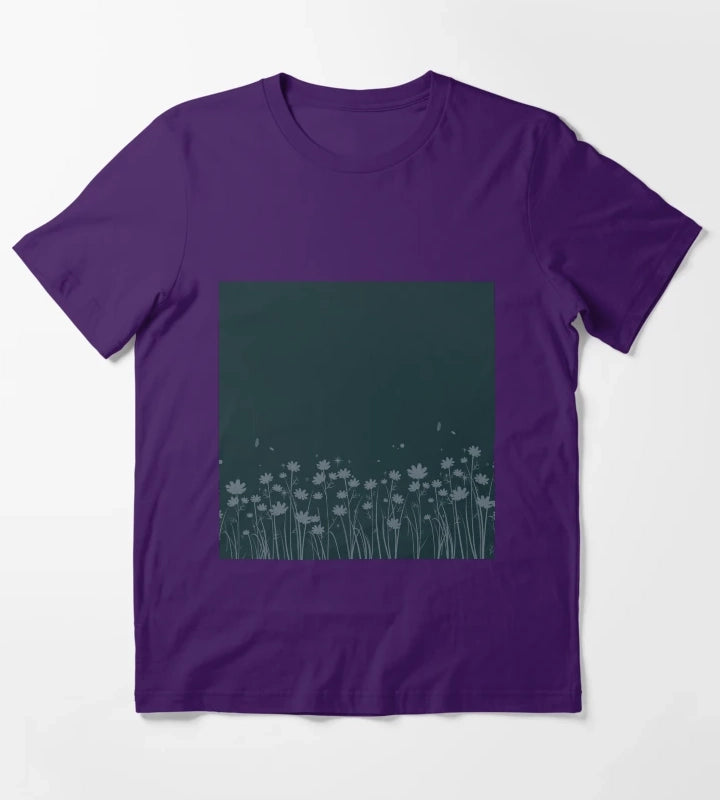 Daisy Blue Pattern T-Shirt Purple