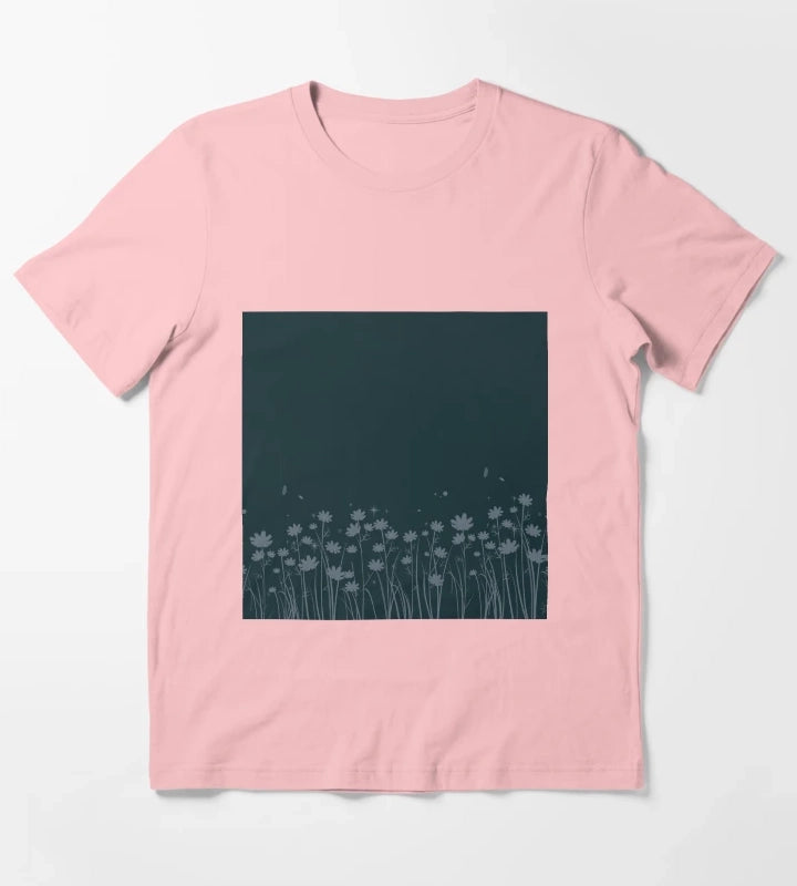 Daisy Blue Pattern T-Shirt Dark Grey