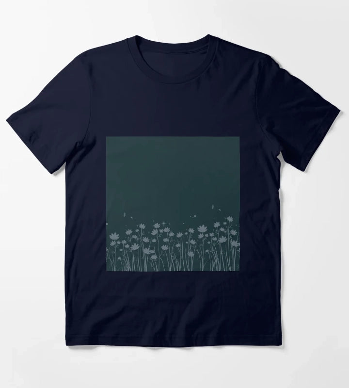 Daisy Blue Pattern T-Shirt Navy