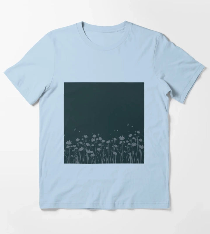 Daisy Blue Pattern T-Shirt Sky Blue