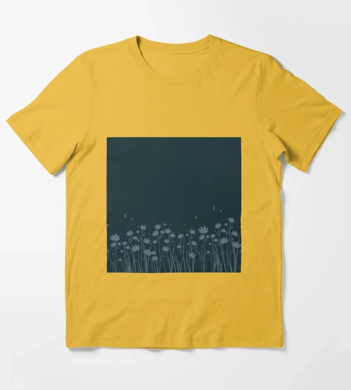 Daisy Blue Pattern T-Shirt Yellow